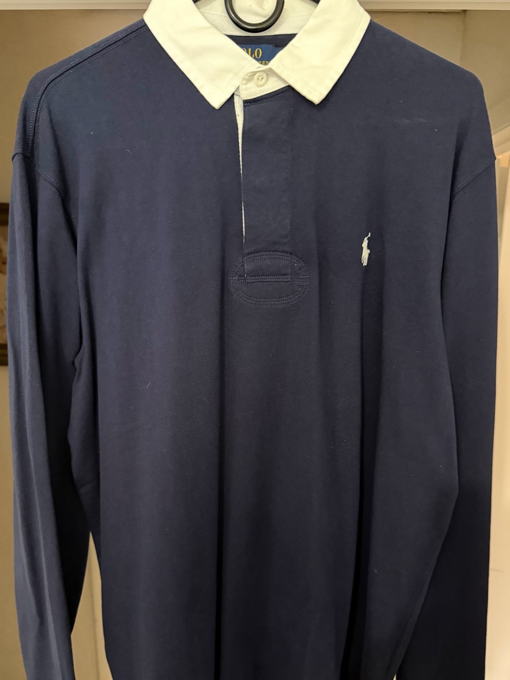 Polo by Ralph Lauren Navy Long-Sleeve Rugby with White Collar